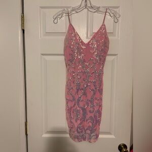 Windsor Pink and Silver Sequin Mini Dress